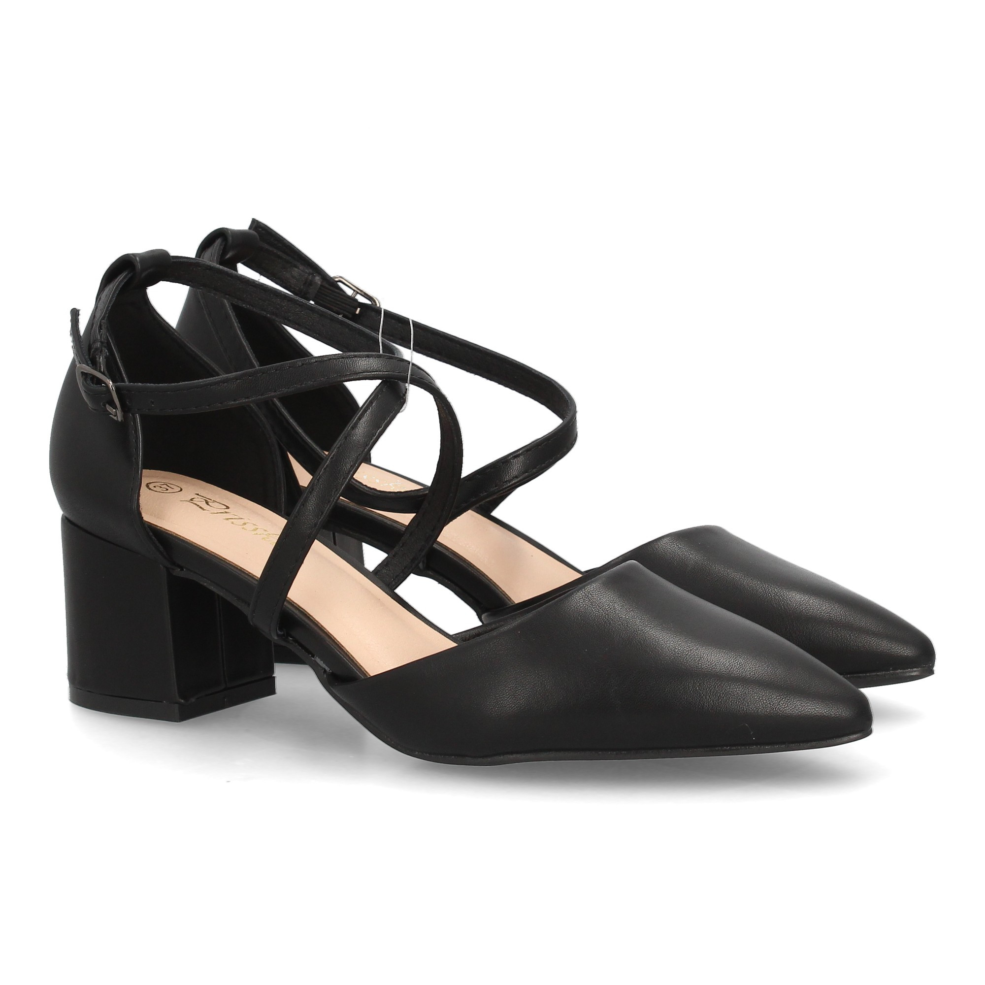 Image of Mid-heel Shoe For Women With Elegant Strap Design, Fine Toe, Closure. Wide And Comfortable Heel, Ideal For Daily Wear Or Special Occasions. Closed Heel.