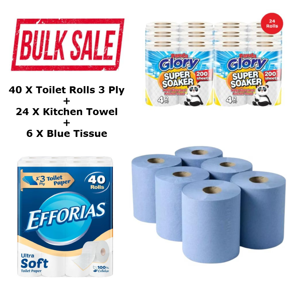 TEMU Efforias Mega Tissue Rolls Bundle Set – 40 Luxury 3-ply Toilet Rolls, Rolls, 6 Multipurpose – Bulk Buy Savings, , Durable
