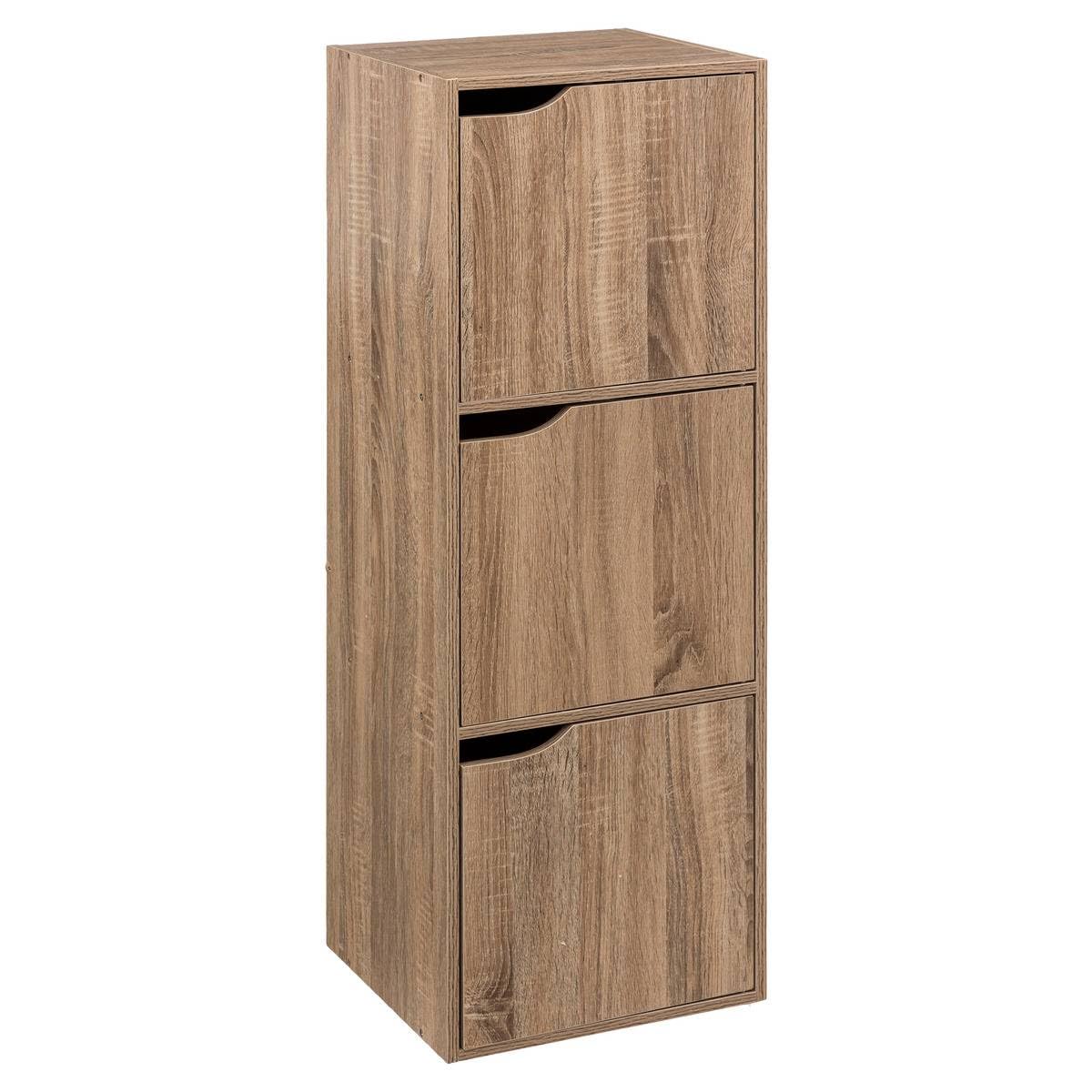3-tier Shelf With Doors, Natural Oak Effect