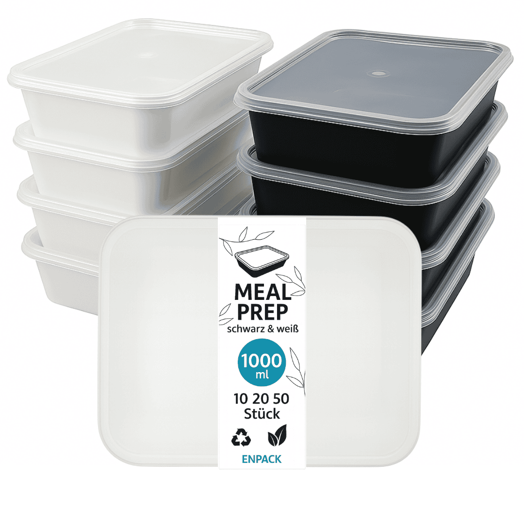Meal Prep Box With Lid (1000ml) – Microwave-safe Storage Containers In White/black, Airtight & Bpa-free, Ideal As Refrigerator Organizer, Storage Container, Cutting Box For Food
