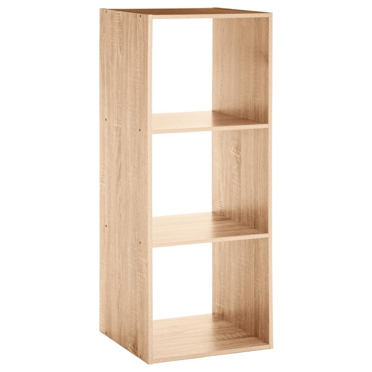 Temu Wood Etagère En Panneaux De 3 Cases L. 34, 4 X P. 32 X H. 100, 5 Cm Bois