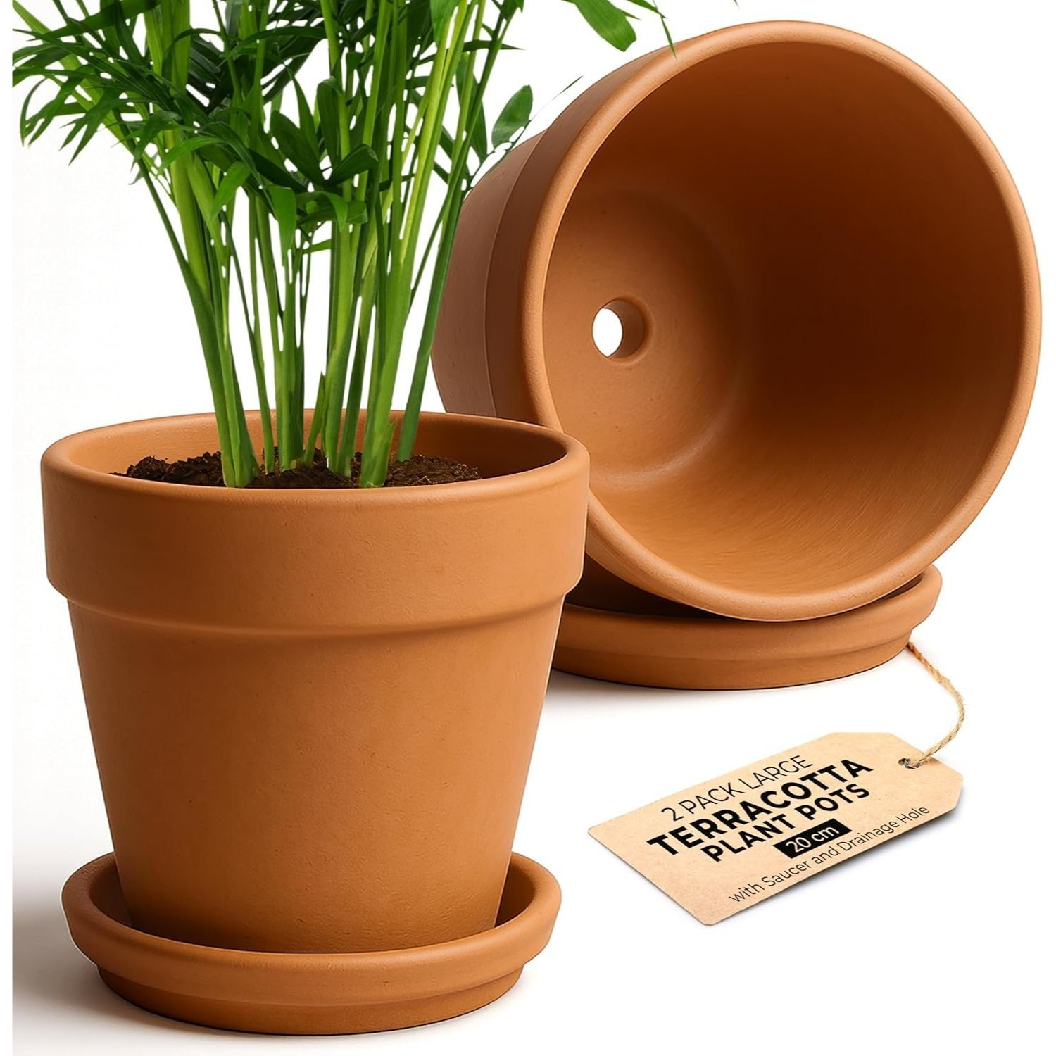 TEMU Clay Pots For Plants With Saucer - Terracotta Plant Pots With Drainage Hole, Pots For Plants For Indoor/outdoor Use