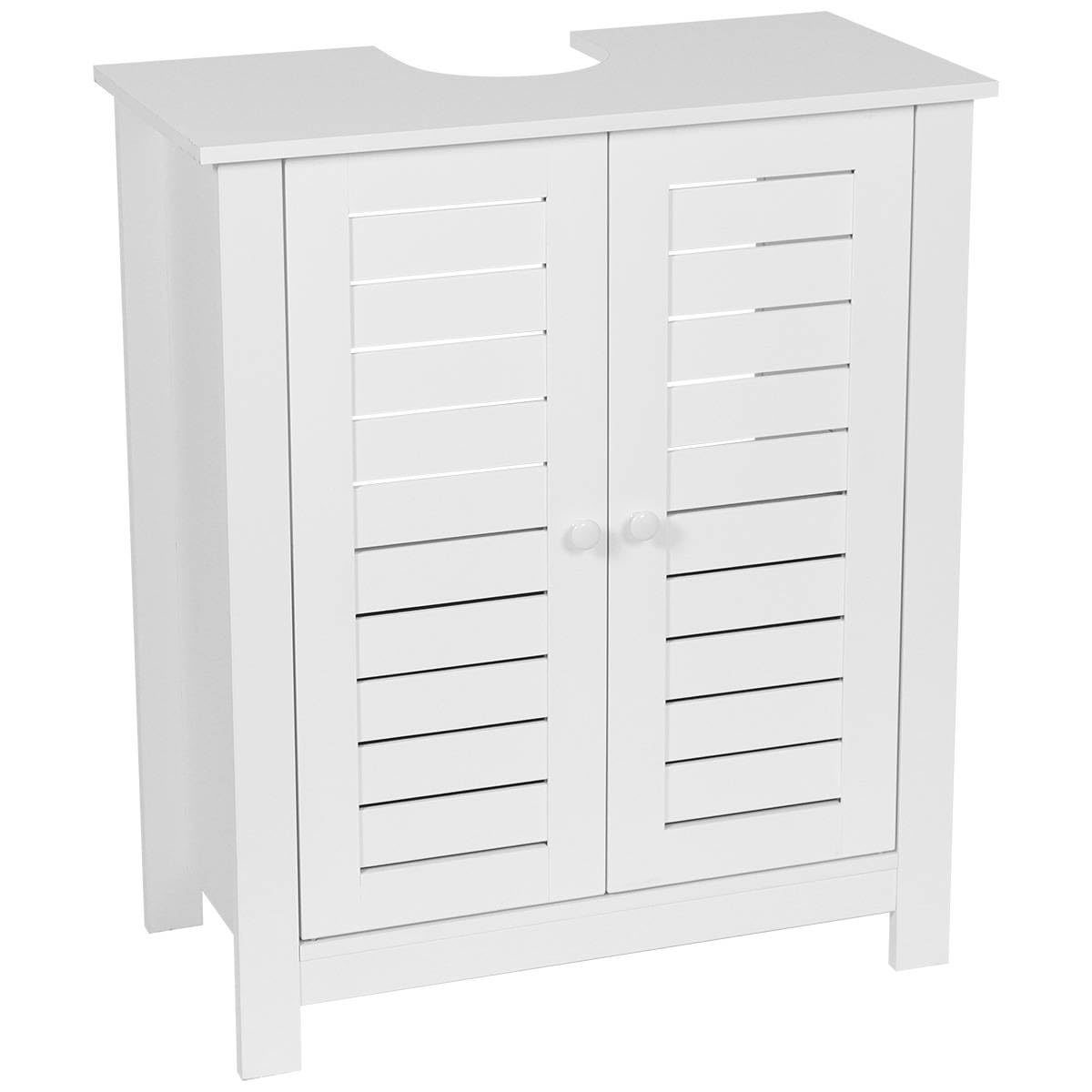 Image of White Storage Cabinet With 2 Doors And Interior Shelf