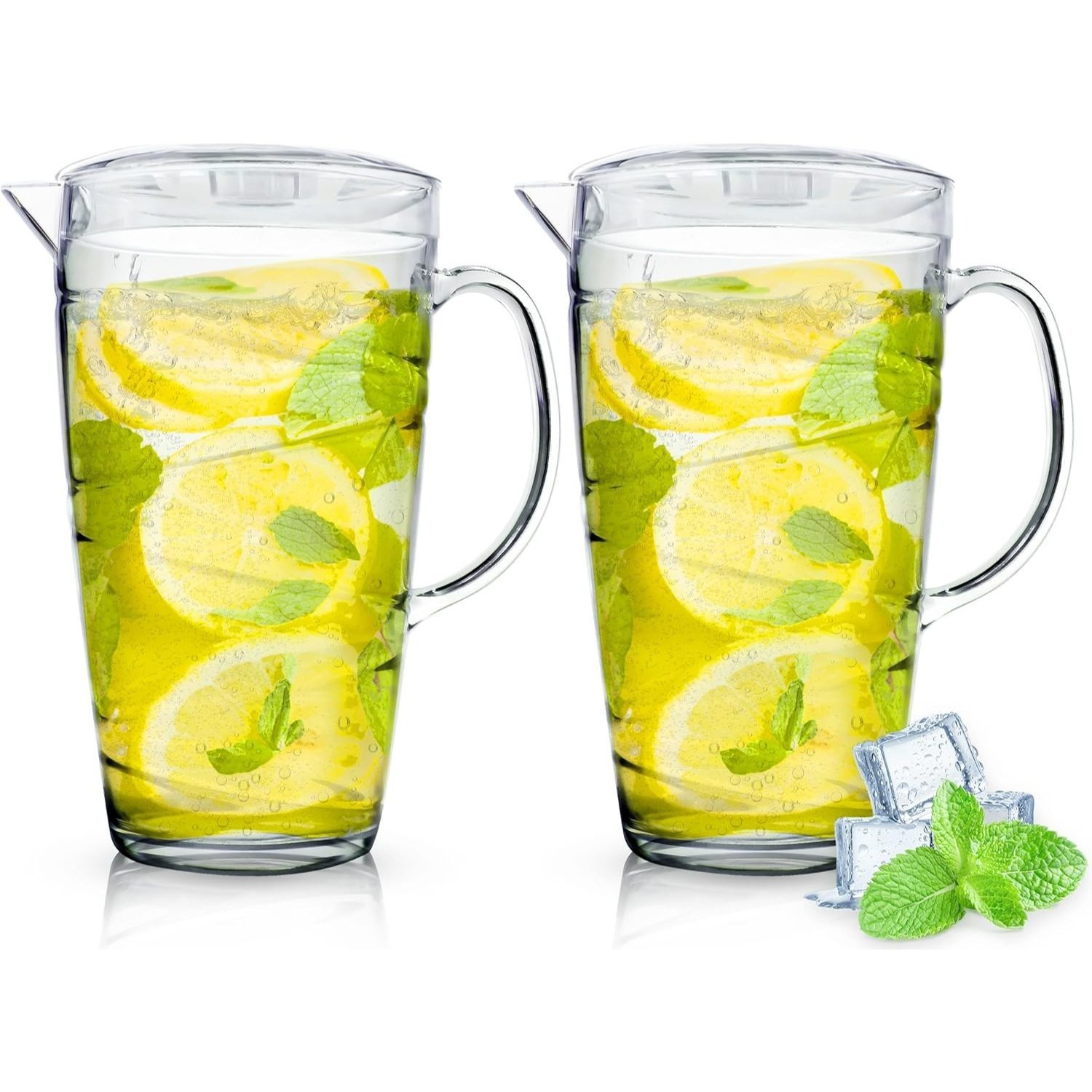 TEMU Plastic Jug 2l Plastic Pitcher Jug With Lid & Vented Spout - Pimms, Summer Juices, Picnics And Bbq Garden Parties -