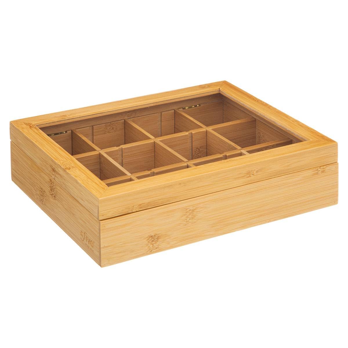 TEMU Boîte à thé 12 compartiments bambou