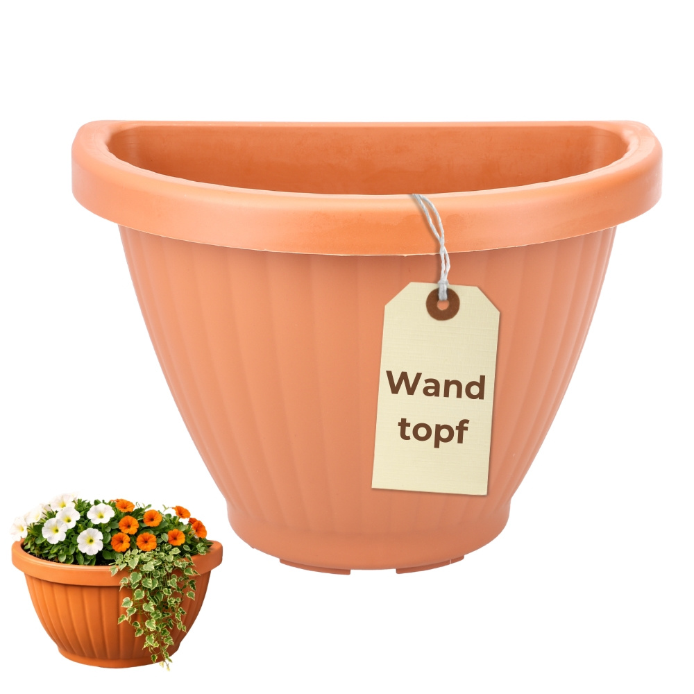 Image of Wall-mounted Flower Pot, Hanging Planter, Outdoor Wall Vase, Half Bowl Wall Container, Plant Holder For Hanging, Wall Planter, Wall Vase, Wall Pot