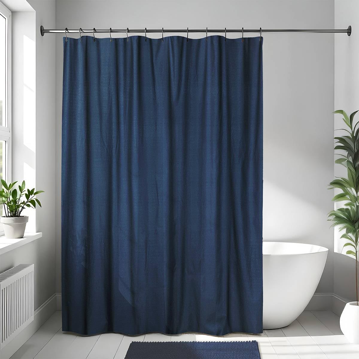 Shower Microfiber Curtain 180x200cm - Navy Blue - Bathroom - Curtains