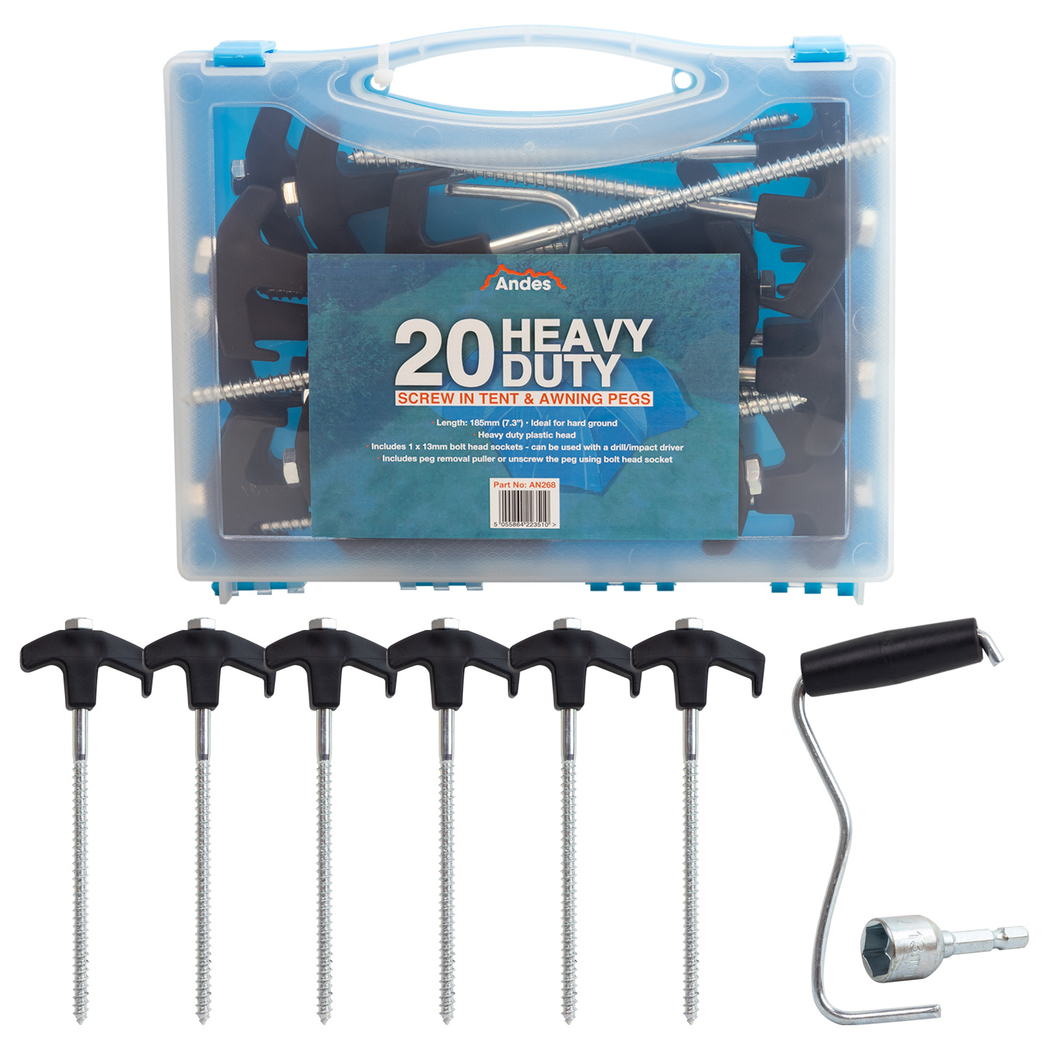 TEMU Andes Screw-in Pegs – 20 Pack Heavy-duty Ground Stakes For Camping, Tents & Outdoor Use