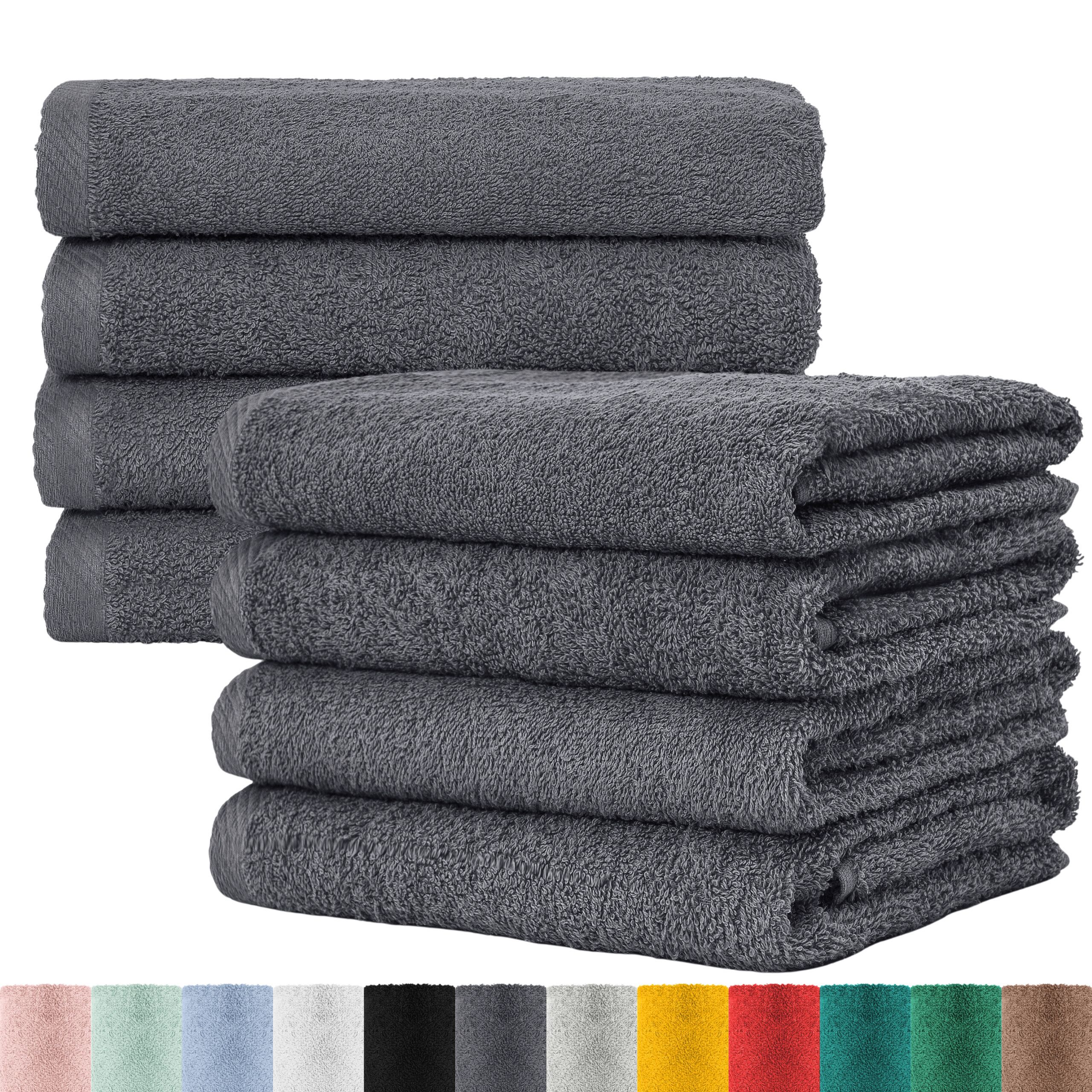 E-shop Frottee Baumwolle Handtuch Set 8er Pack - Hochwertige natürliche Handtücher aus Baumwolle - 50x100 cm mit Aufhängeschlaufe - Saugstark und