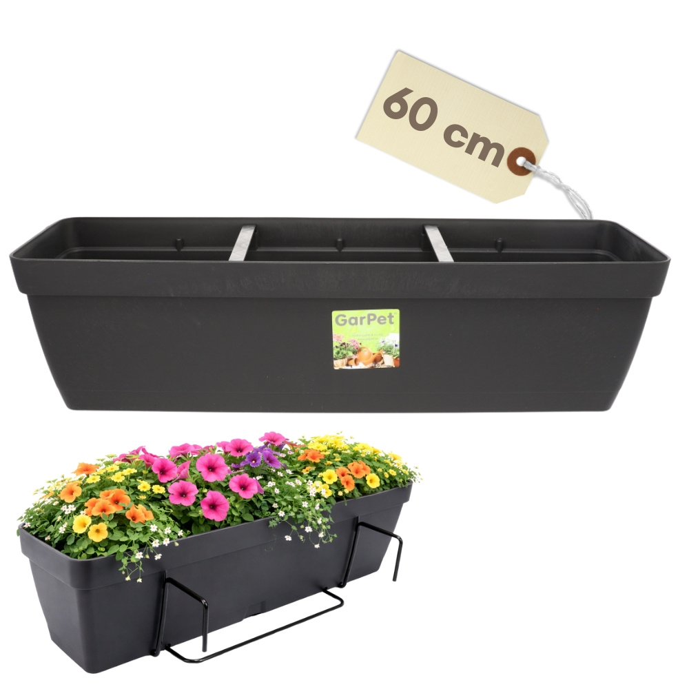 E-shop Blumenkasten Balkon Balkonkasten mit Halterung Blumenkasten mit Wasserspeicher Blumentopf Balkongeländer Blumenkastenhalterung Balkon