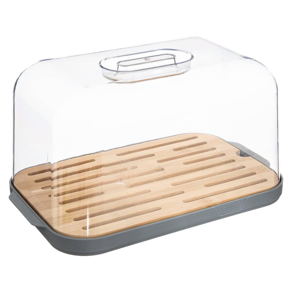 Image of Grey Bread Box, L 29 X X H 16 Cm, With Bamboo Cutting Board - Kitchen Storage, Bread Bin