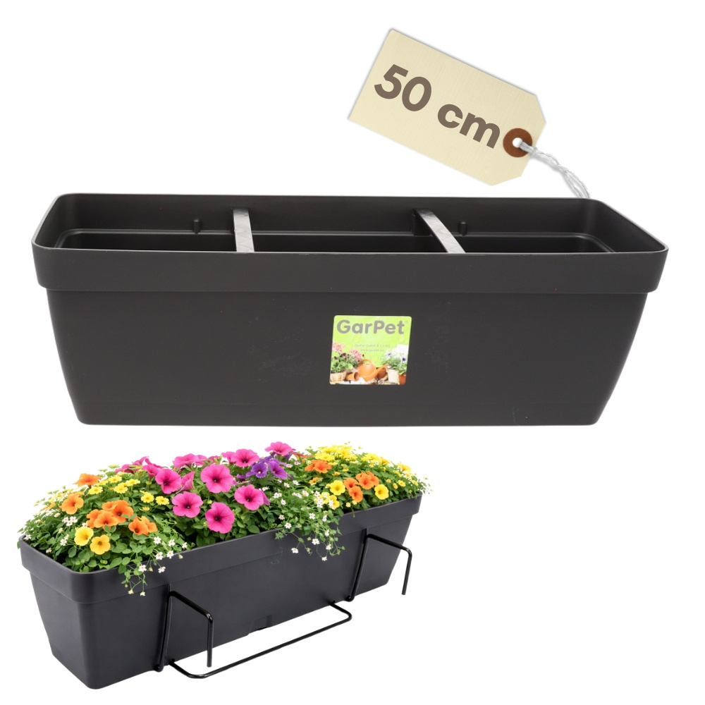 Image of Flower Box Balcony Balcony Boxes With Holder Flower Box With Water Storage Flower Pot Balcony Railing Flower Box Holder Balcony Planter 50 60 Cm