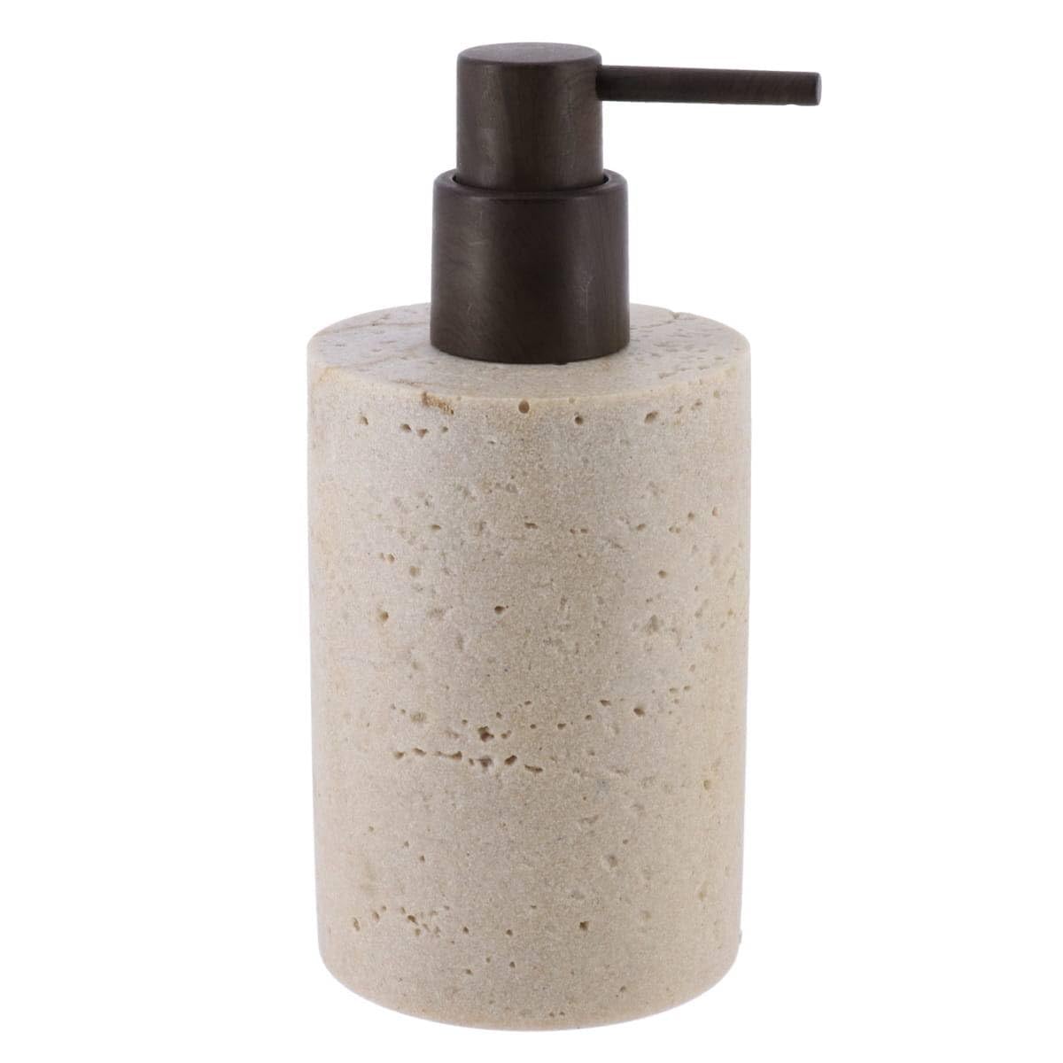 Soap Dispenser In Polyresin 320ml Travertine Style - Natural