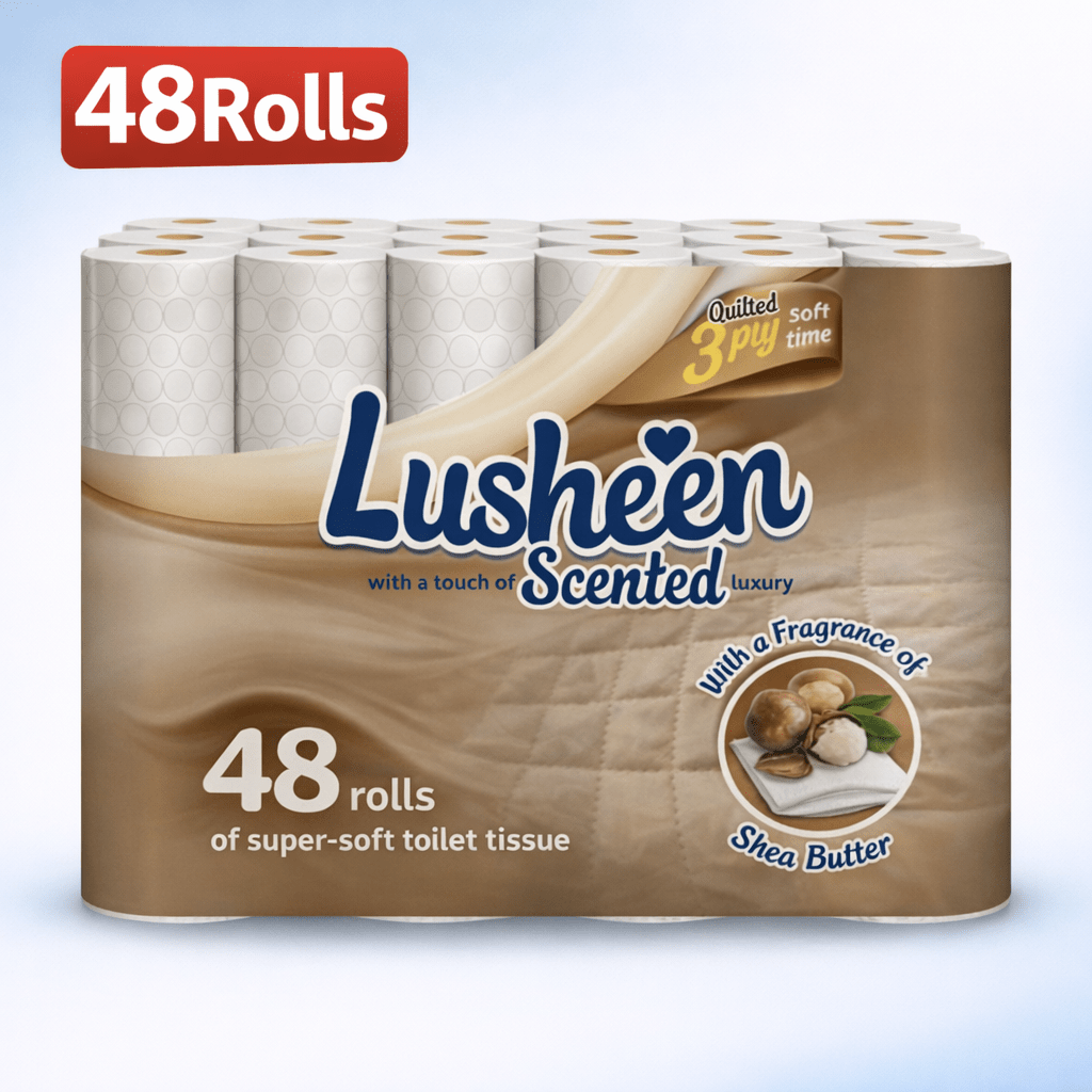 TEMU Lusheen Shea Butter 3-ply Toilet Paper – 48 Rolls Bulk Pack (150 Sheets/roll) – Premium Quilted, Scented & Bathroom Tissue