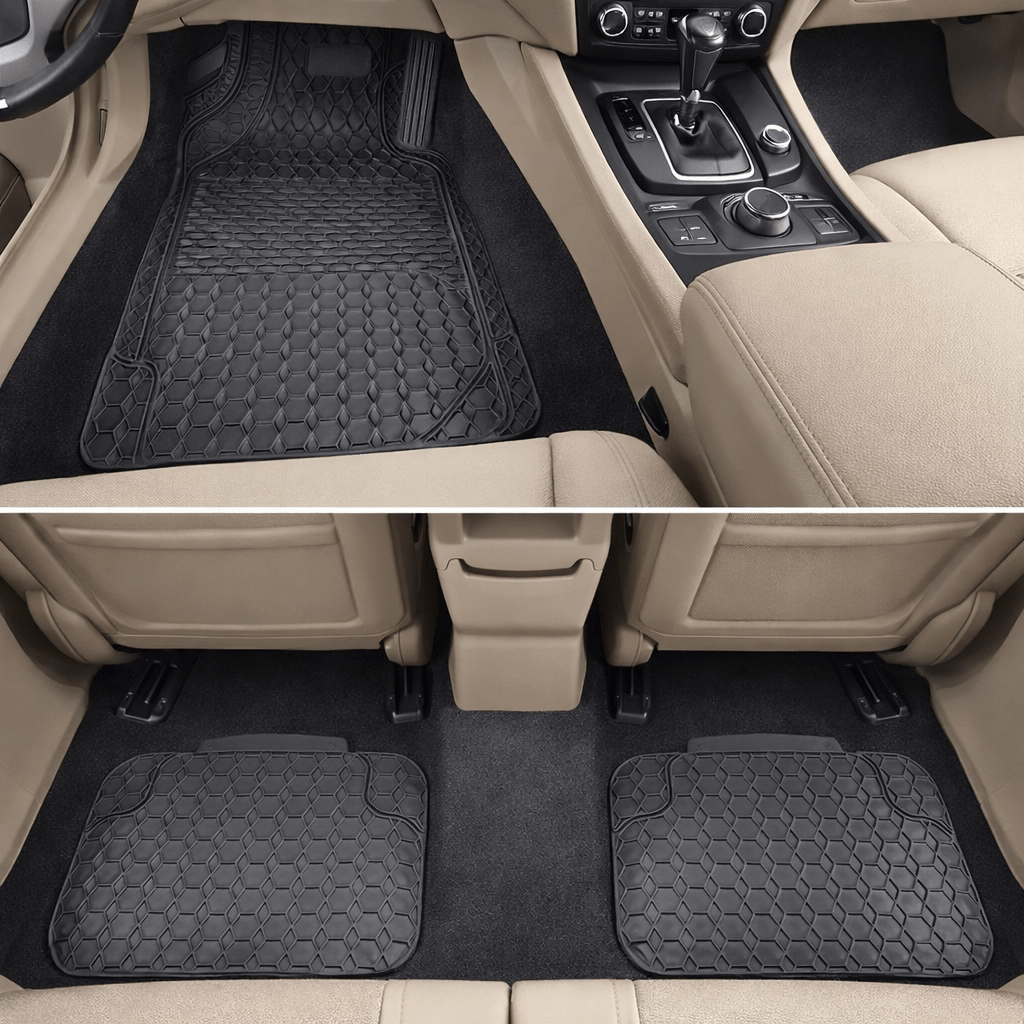 TEMU Alfombrillas Universales de Goma para Coche 4 Piezas Impermeables • Antideslizantes • Uso Todo • Resistencia Adecuadas para Sedán y SUV
