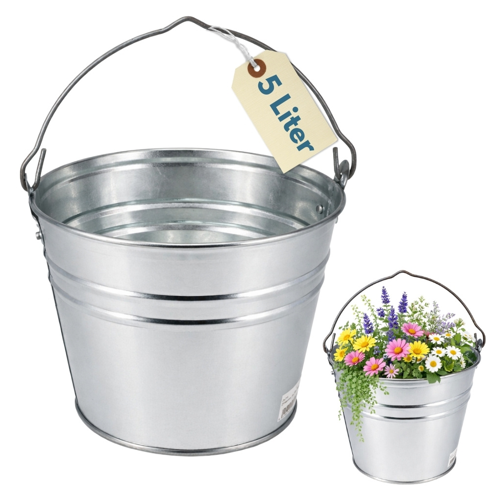 Bucket, Ash Bucket, Galvanized Metal Bucket, Sheet Metal Bucket For Garden, Ash Bucket 5l, Flower Pot Metal Bucket 10l, Water Bucket, Construction Bucket, Feed Bucket, Garden Bucket, Decorative Bucket