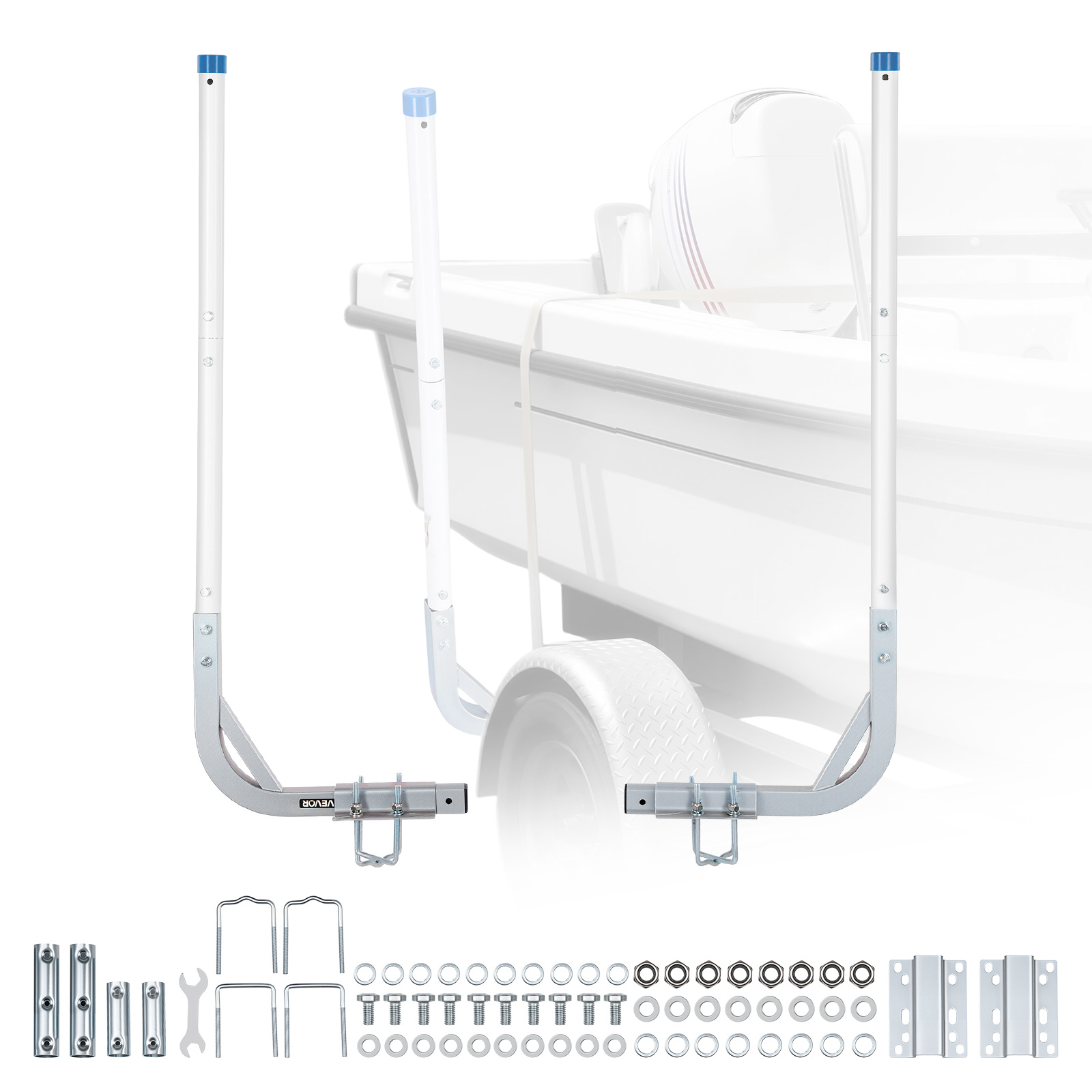Image of Vevor Boat Trailer Guides, 775 Mm/1205 Mm Height Guide Poles, 2pcs High-hardness Trailer Guide-ons, Adjustable Guide Poles With Pvc Pipes, For Ski Boats, Compact Fishing Boats, Small Sailboat