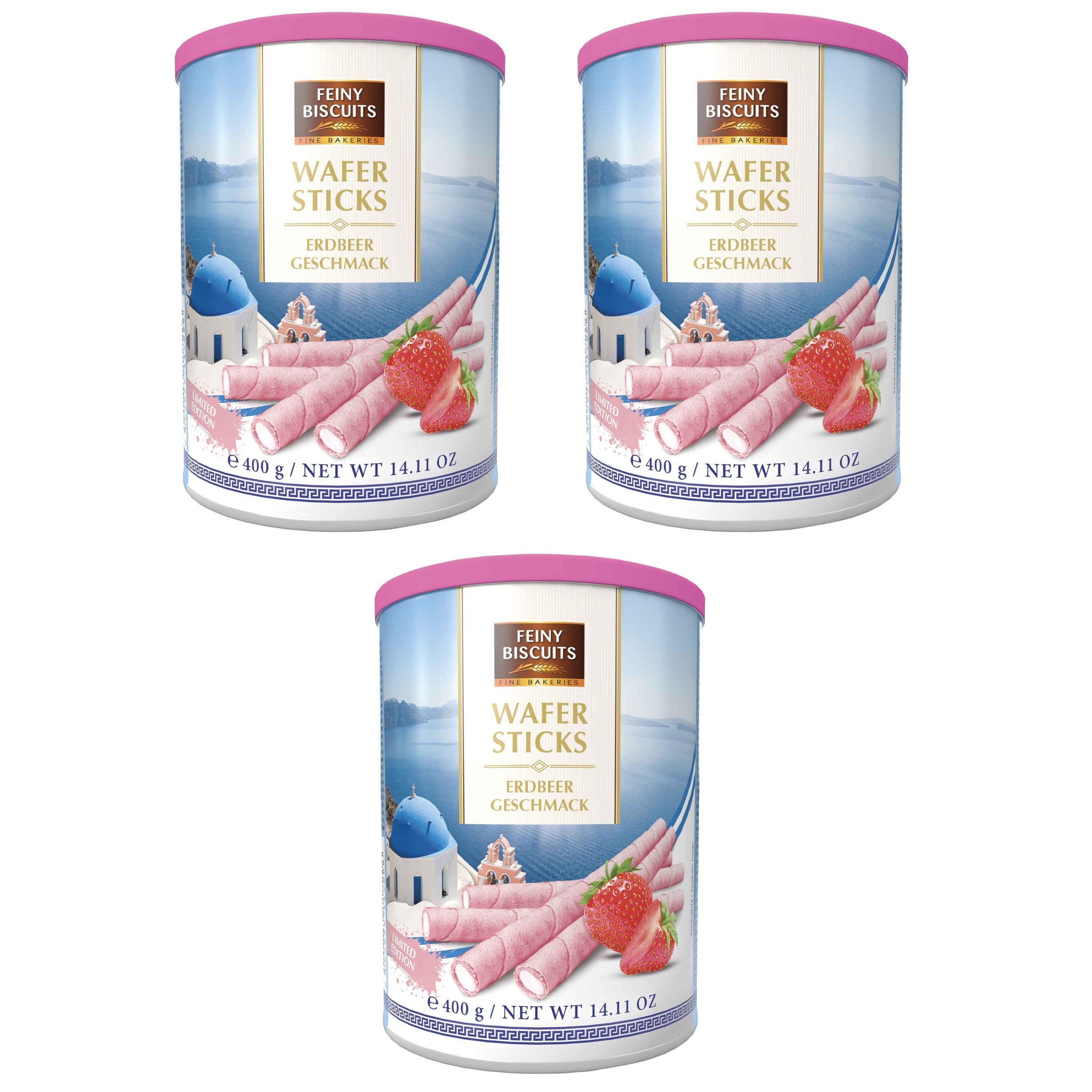 Feiny Biscuits Wafer Sticks Erdbeer 3 X 400g