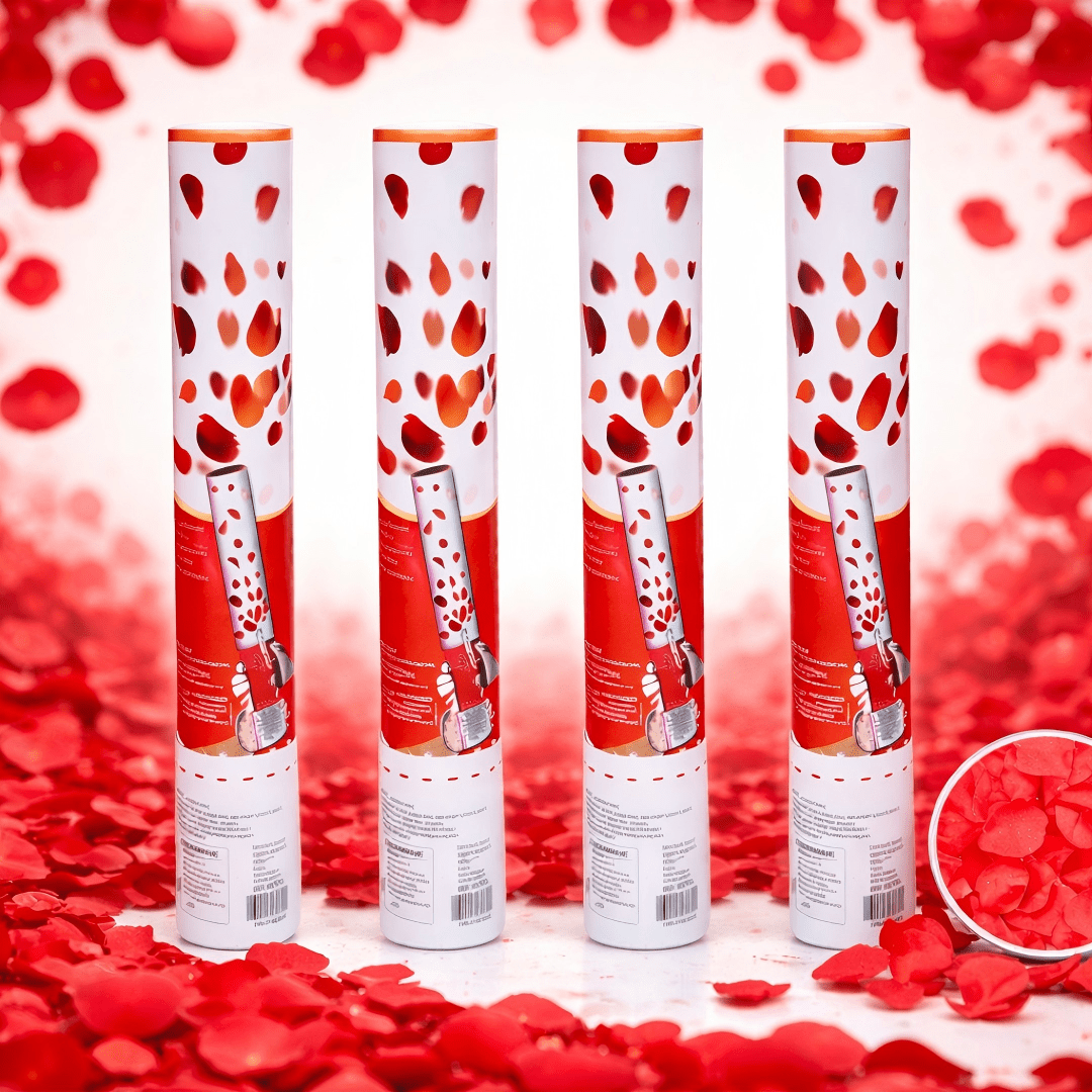 TEMU 4 pezzi a Confetti Petali Rossi - Set Lanciatori Portatili per Compleanni, Matrimoni - Impugnatura , Facile da