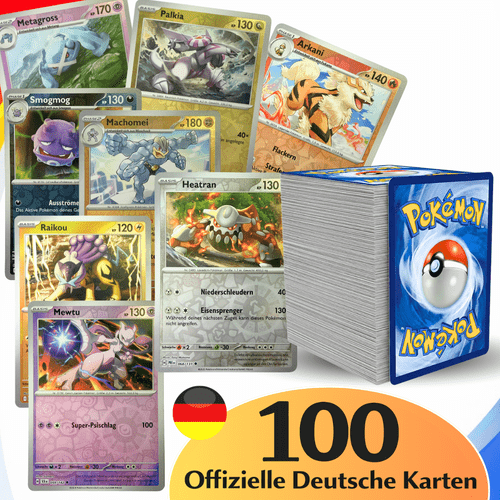 100 karten - lot mit 100 offiziellen karten, inklusive seltenen und shiny karten