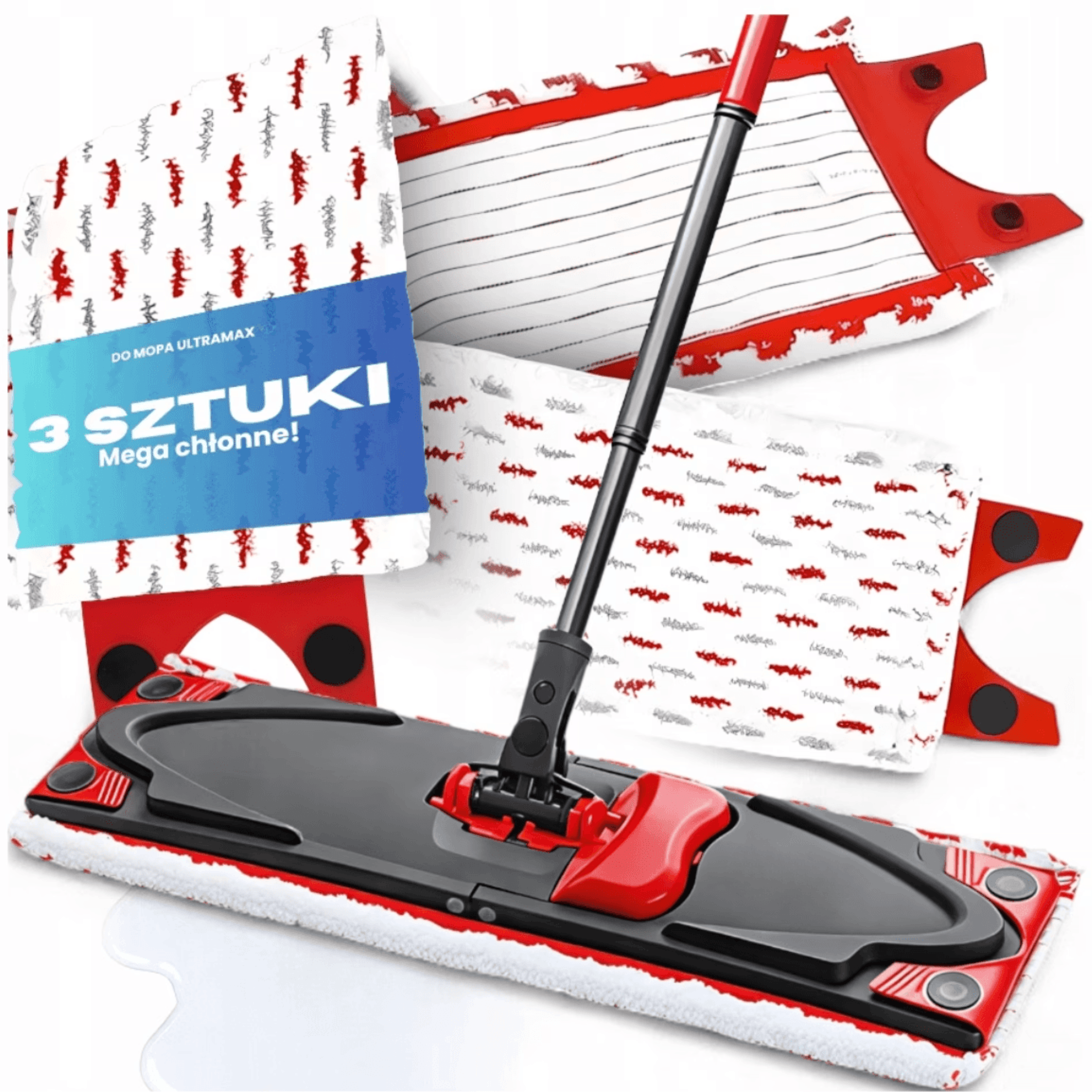 E-shop Set mit 3 Ersatz-Einlagen für Flachwischmop 35x14 cm - Ersatz-Mikrofaser-Einlagen für effektive Bodenreinigung, langlebige Abdeckungen passend