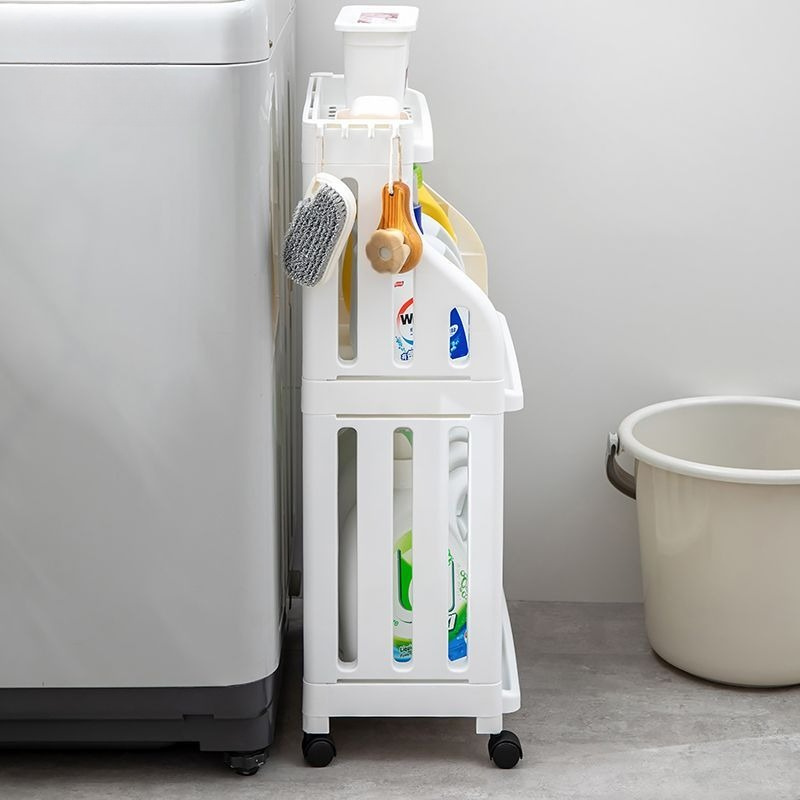 3-Layer Movable Bathroom Floor Storage Rack with Wheels