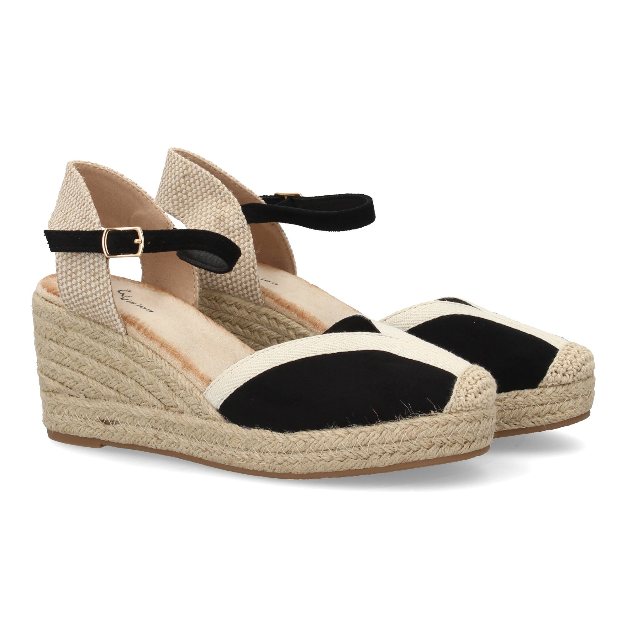 Image of Wedge Espadrille For Women, Handmade Design, Closed Toe, Heel Strap And Open Heel, 5-cord Height. Padded Sole And Comfortable Wedge Ideal For Spring Summer.