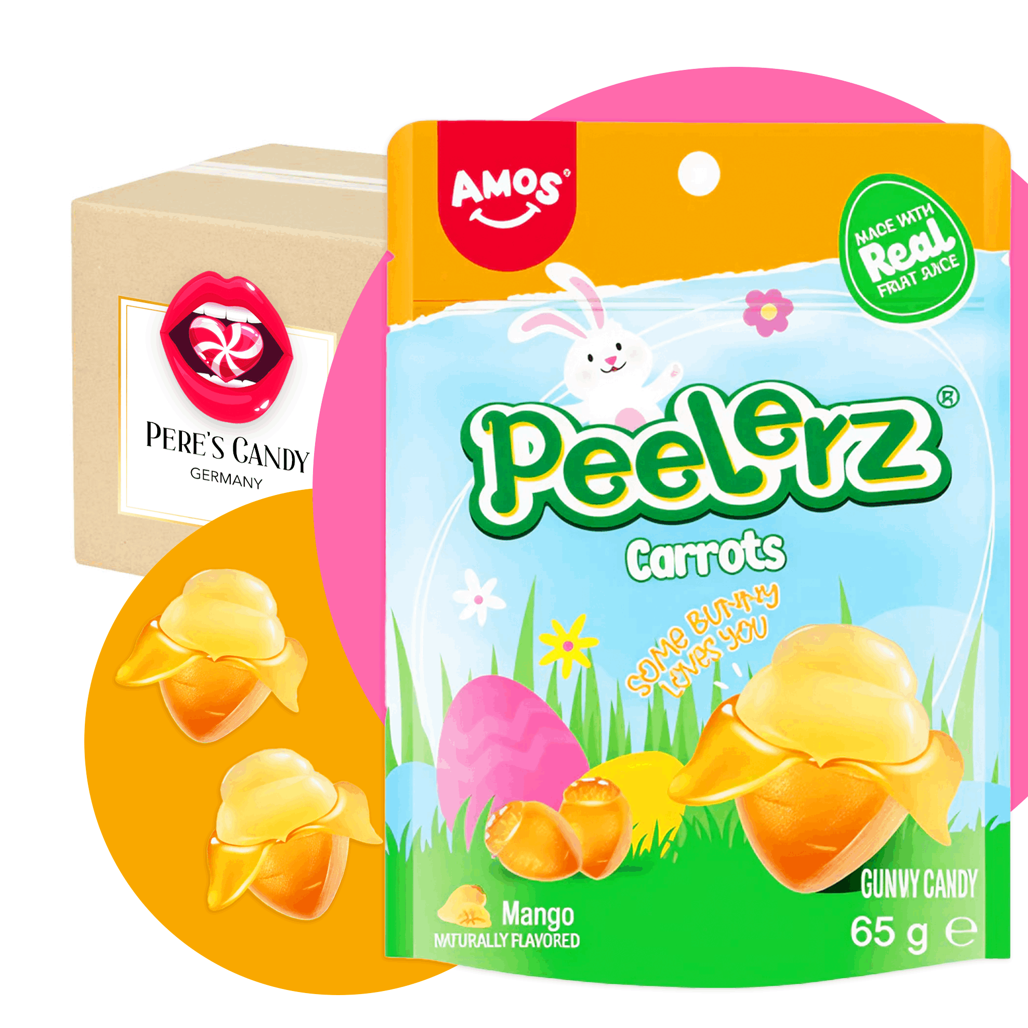 Image of Amos Peelerz Gummy Carrots - Mango Flavour - 65g