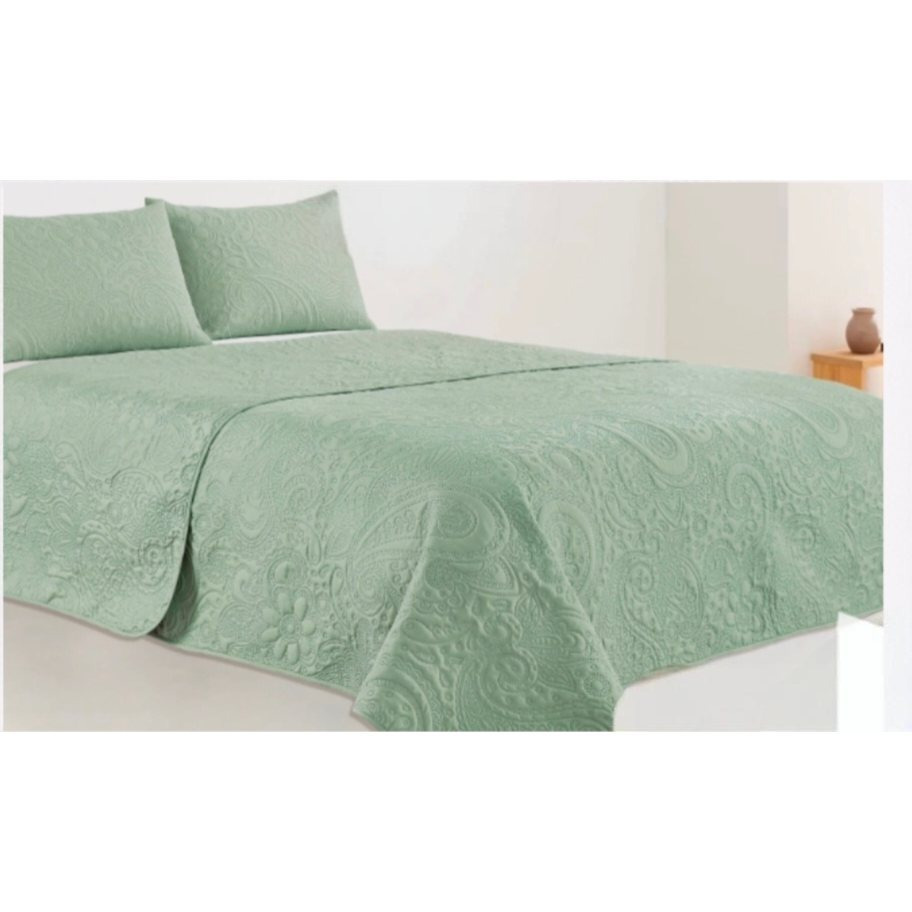 TEMU Colcha para Cama 105cm/135cm/150cm/180cm, Cubre Cama 2 Fundas de Cojín, Diseño de plantas para , Verano y