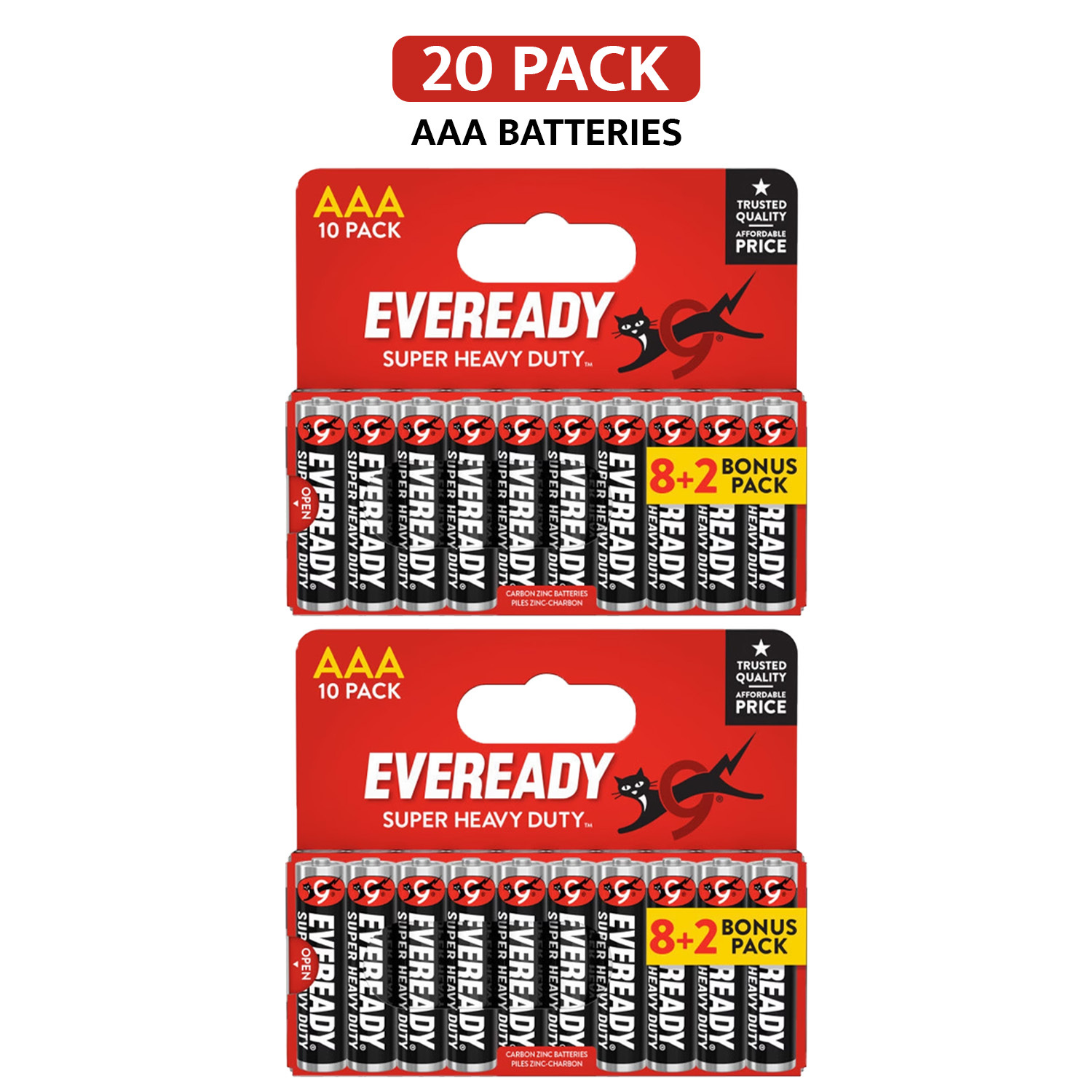 TEMU Duty Aaa Batteries R03 1.5v Carbon 20 Batteries (2 X 10 Pack)