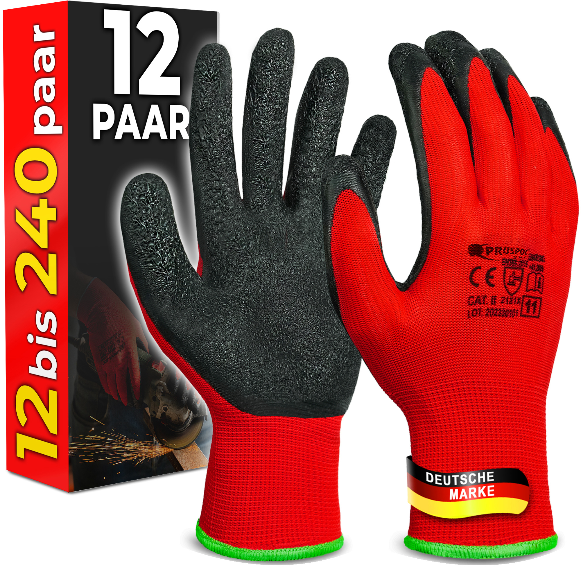 Image of 12 To 24 Pairs Of Durable Work Gloves (size 7/8/9/10/11), Garden Gloves, Assembly Gloves For Men/women With Latex Coating For Construction, Mechanics, Workshop, Carpentry, , Bulk Pack