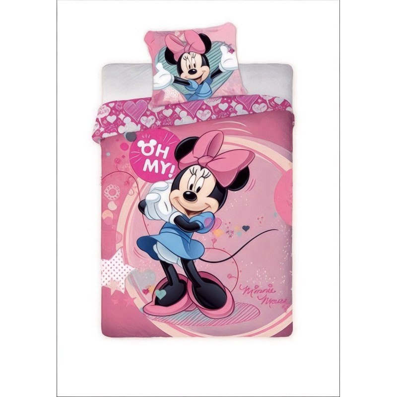 TEMU Parure de Lit Minnie en Microfibre - Housse de Couette Minnie 140 x 200 cm + Taie d'oreiller 63 cm - Disney