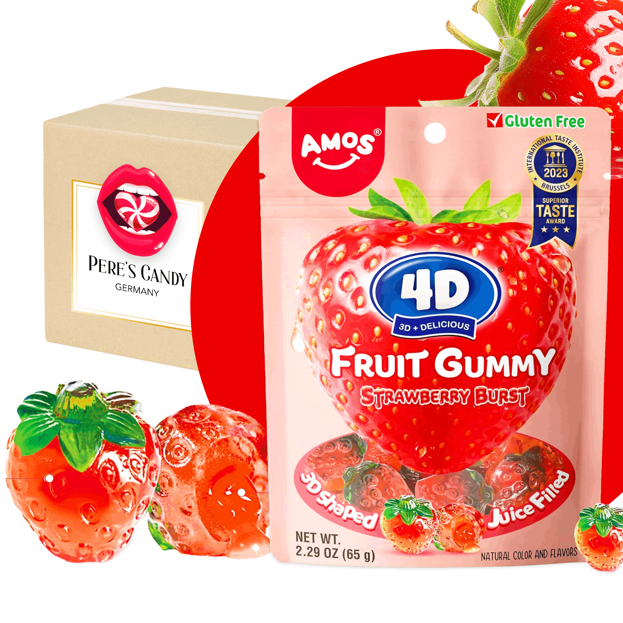 Amos 4d Juicy Burst Strawberry 65g