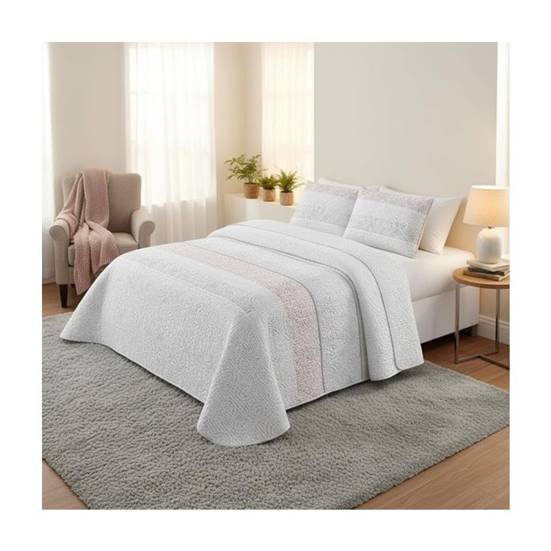 TEMU Colcha para135cm/150cm/180cm, Cubre Cama 2 Fundas de Cojín, Diseño de plantas para , Verano y