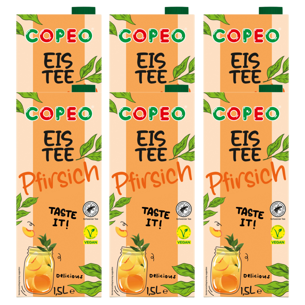 Copeo Iced Tea Peach Caffeinated Tea Drink 1500ml 6-pack