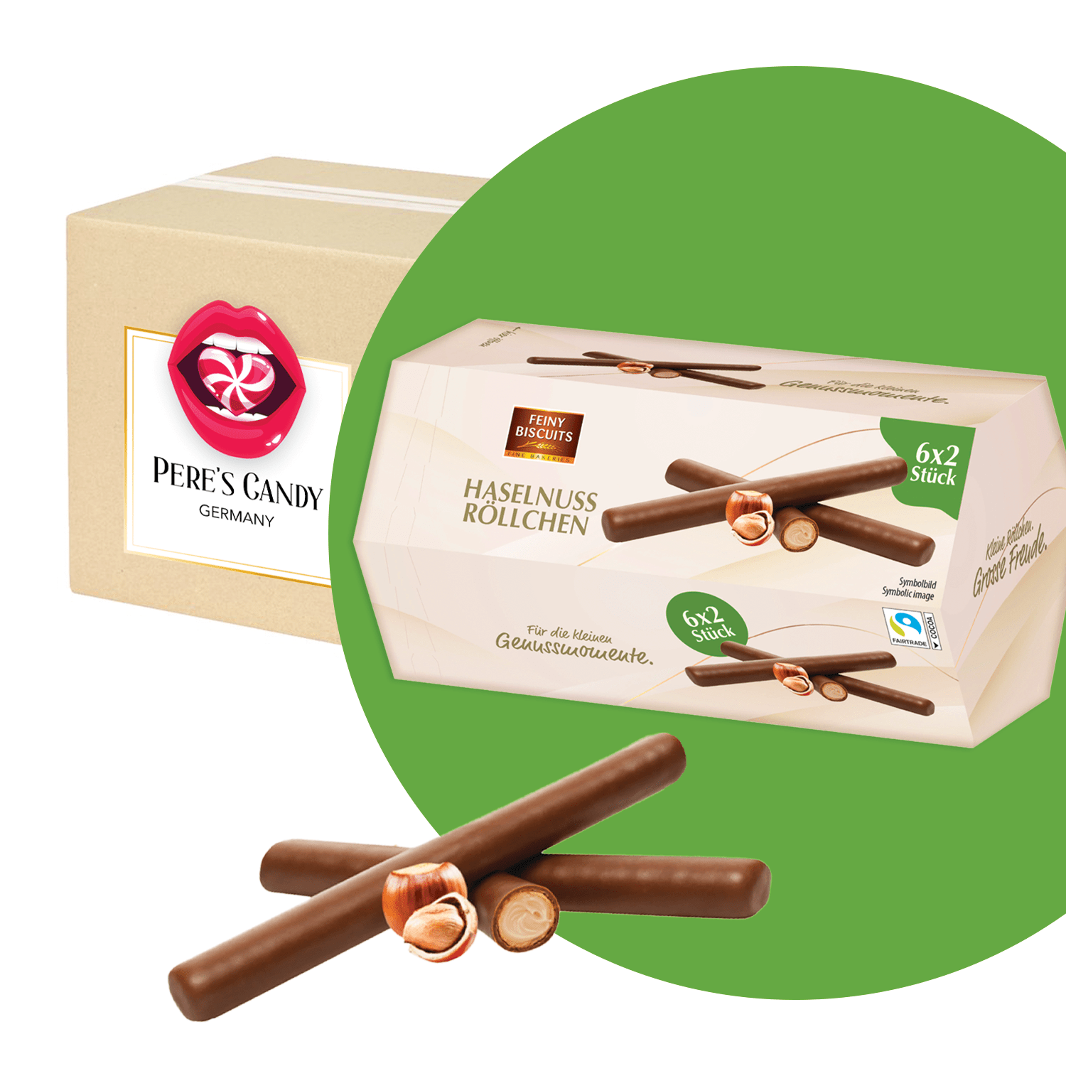 Image of 3-pack - Feiny Biscuits Hazelnut Waffle Rolls 3x150g