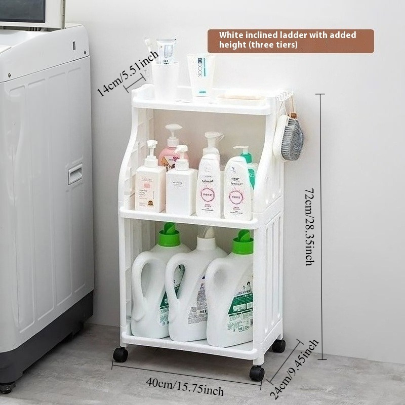 3-Layer Movable Bathroom Floor Storage Rack with Wheels
