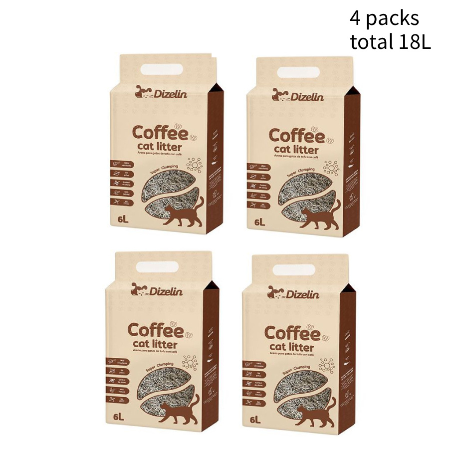 TEMU Arenero para gatos de tofu 6L - Sin polvo, fácil de bolas, control de olores - y seguro para gatitos - Paquete de 4 bolsas