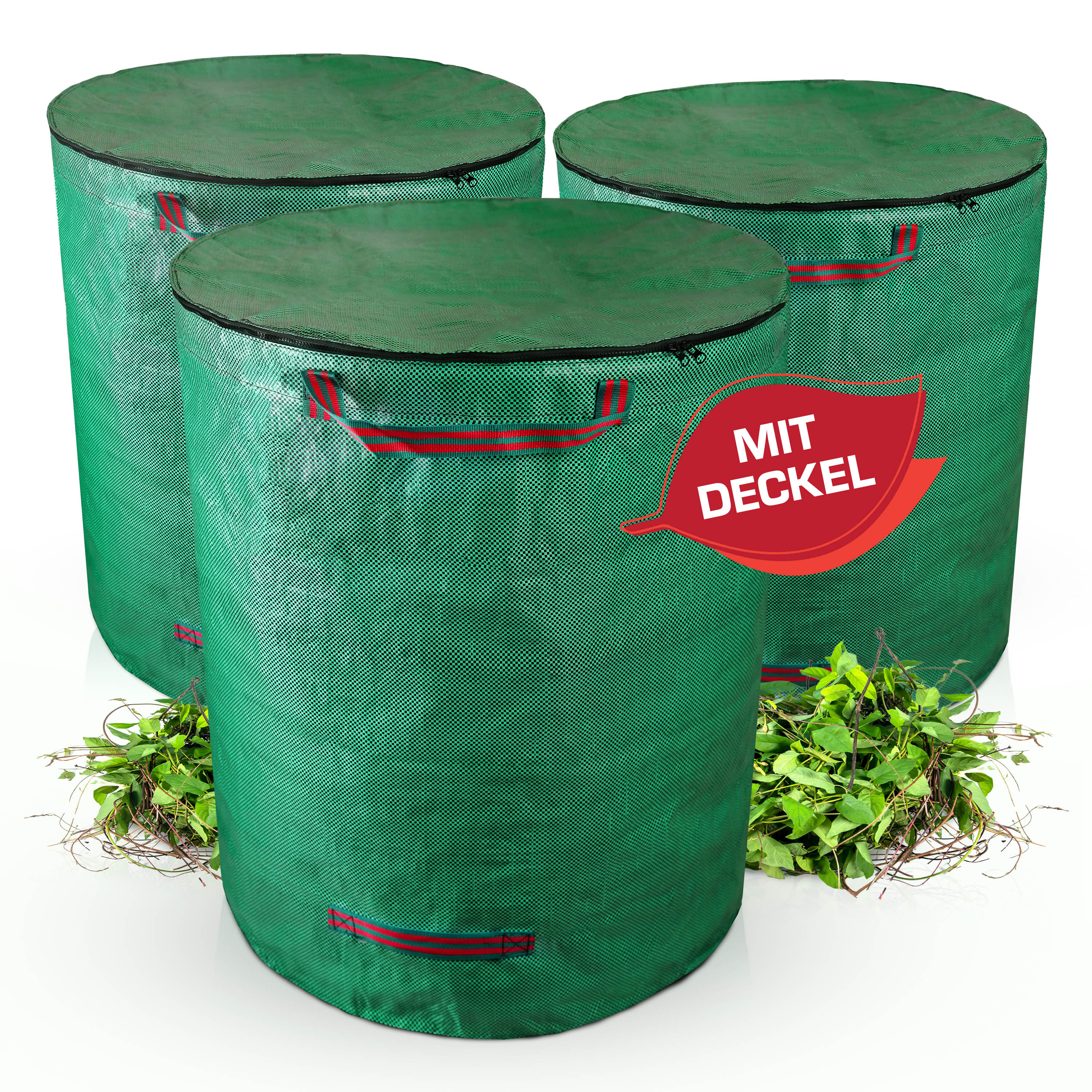 TEMU ® Gartensack mit Deckel (3/6 Stück) verschließbar | 272L/544L Gartenabfallsack mit extra verstärktem Boden | Faltbarer Laubsack mit 4 stabilen