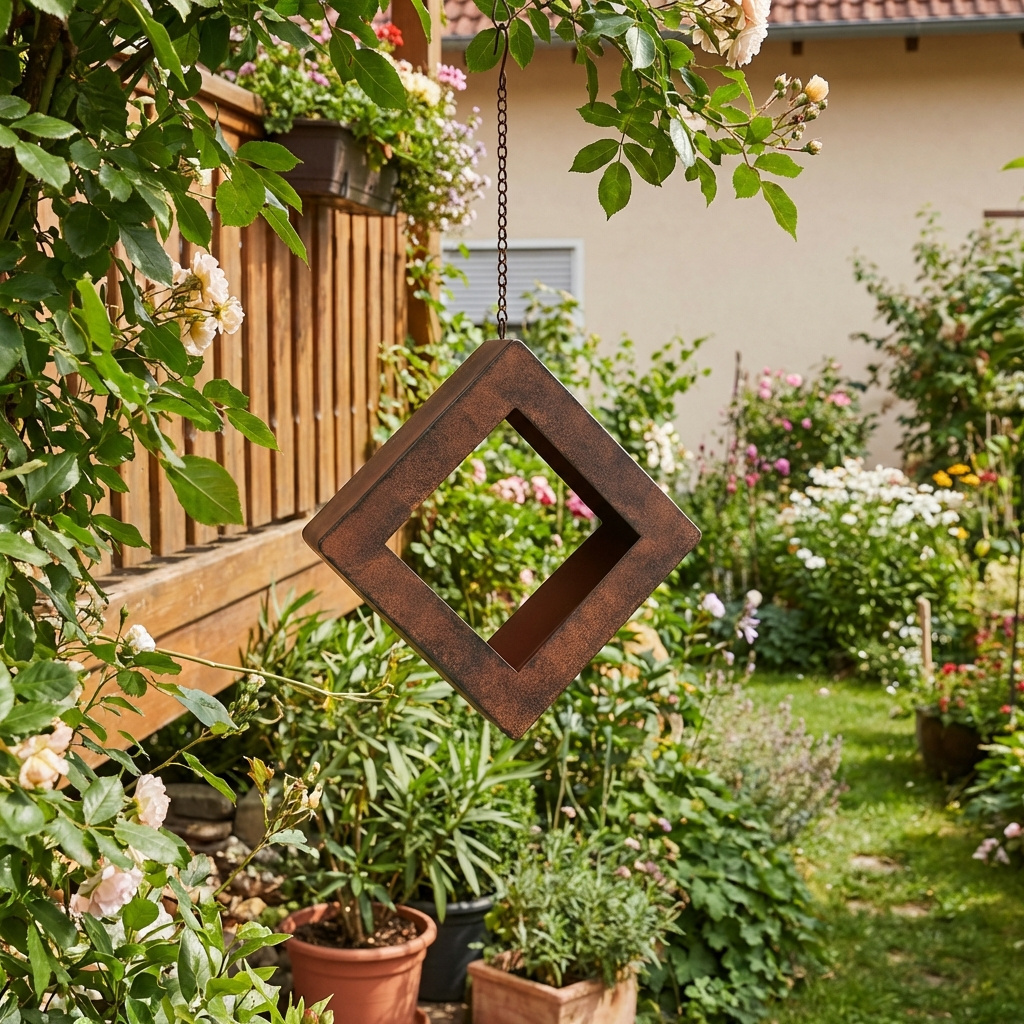 Rust Optics Deco Rhombus Hanging Garden Decoration . Chain Decoration Planter Metal