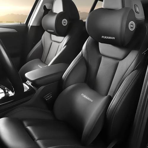car headrest lumbar cushion set upgrade ergonomic fit design high density foam filling able for long drives 1 headrest 1 lumbar cushion