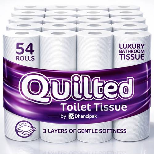 54 rolls of 3 ply premium quilted toilet paper length per roll strong absorbent toilet tissue