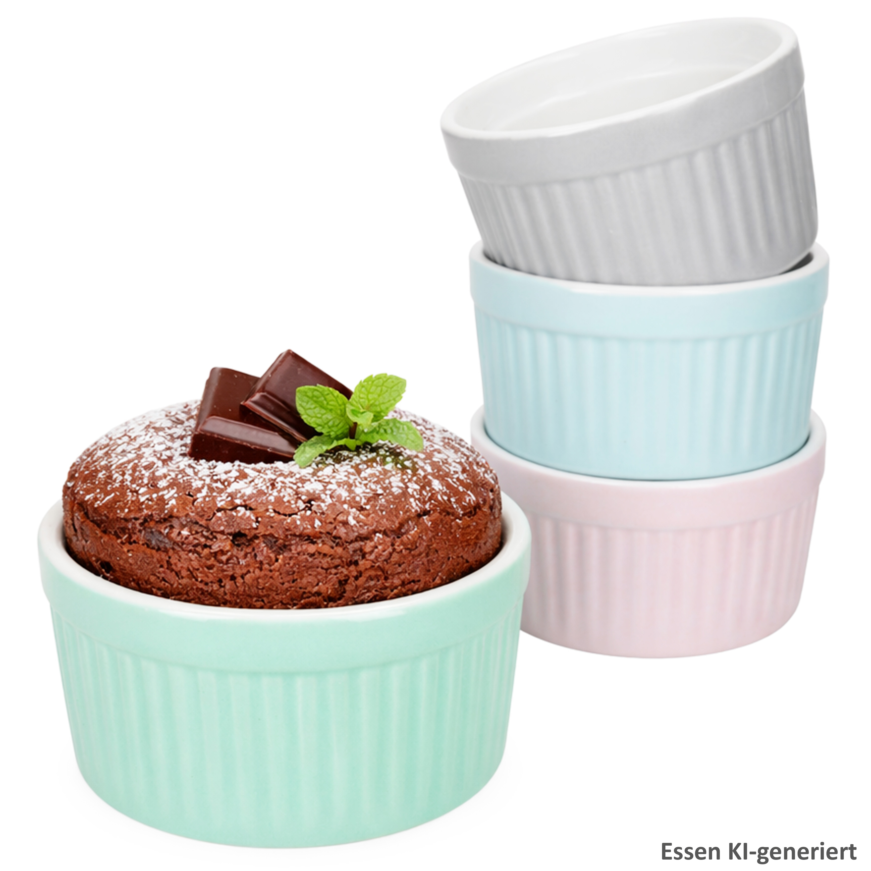 4-piece Set Soufflé Dishes Porcelain 125ml, , Dish