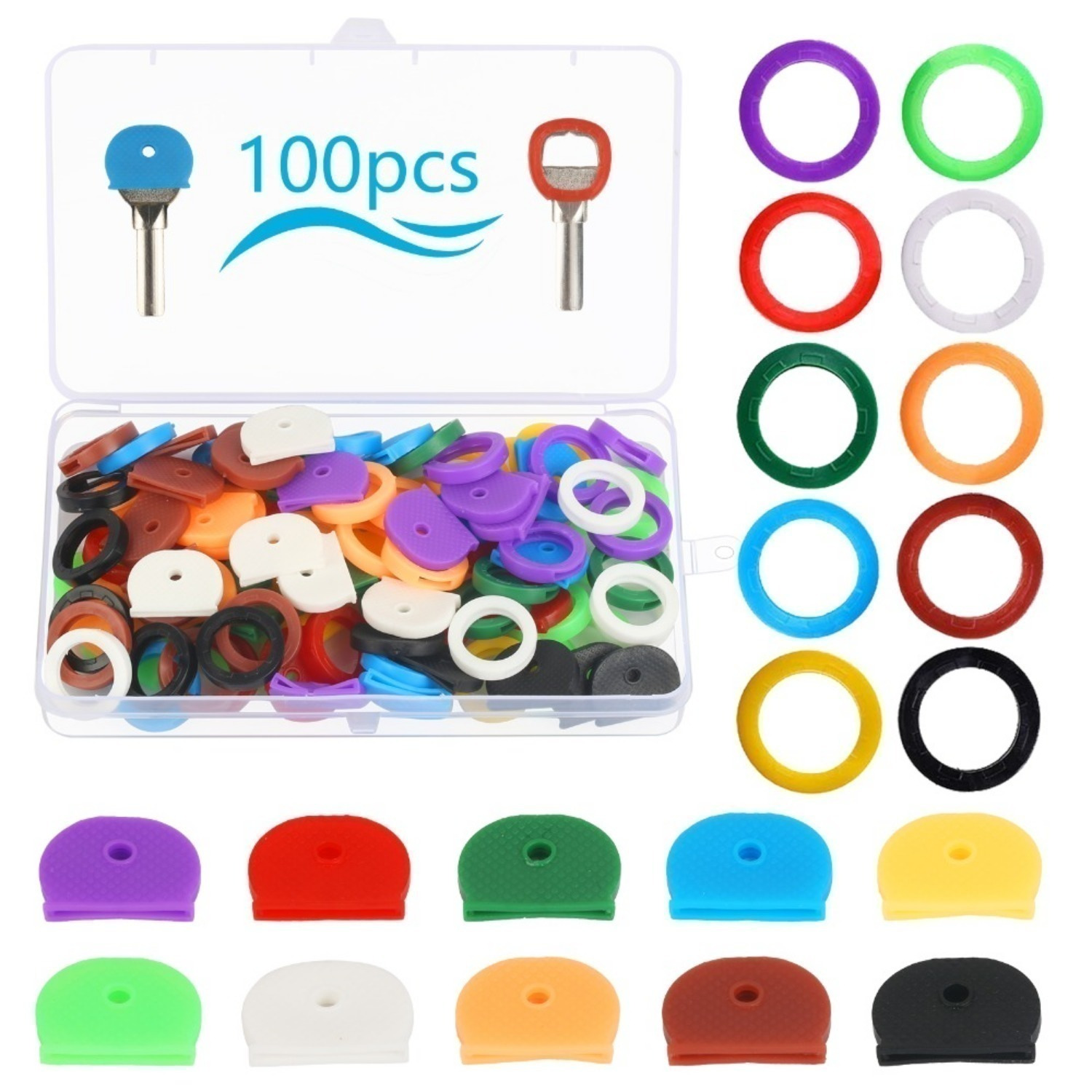 Party Gift Sets – 100 Keycap Key Label Covers, Label Stickers, Markers, Half-round Case For Office, Home, Apartment, Colorful Party Gift Sets