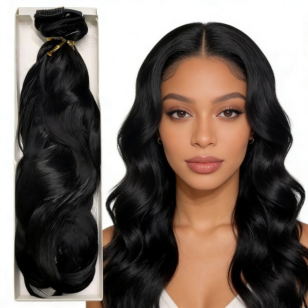 Image of 1pc Ladies' 60 Cm Wig Black Wavy - Lace Frontal Wig Body , High-temperature Fiber Breathable, Wig For Daily Use And Cosplay For 1 Person