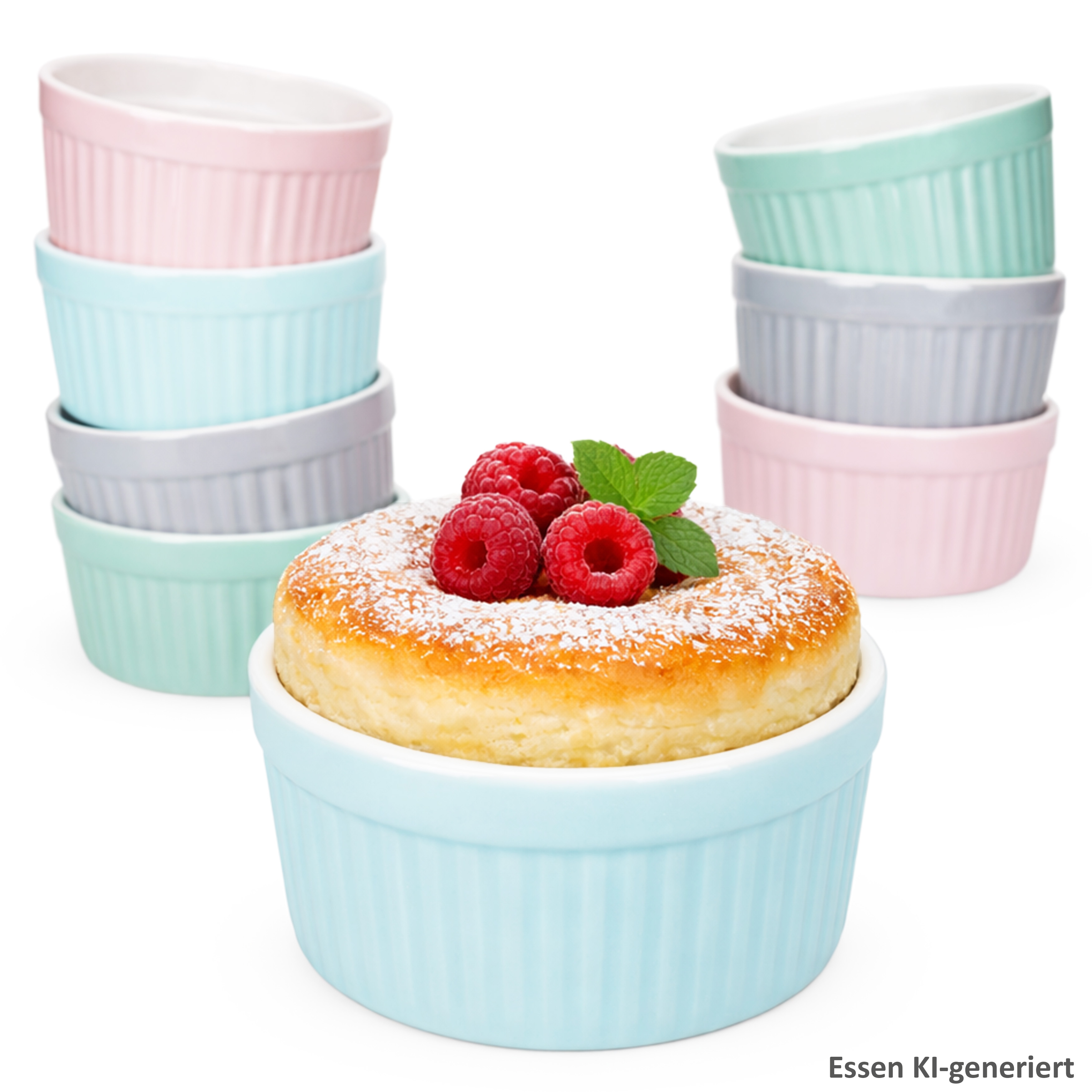 8-piece Set Soufflé Dishes Porcelain 125ml, , Dish
