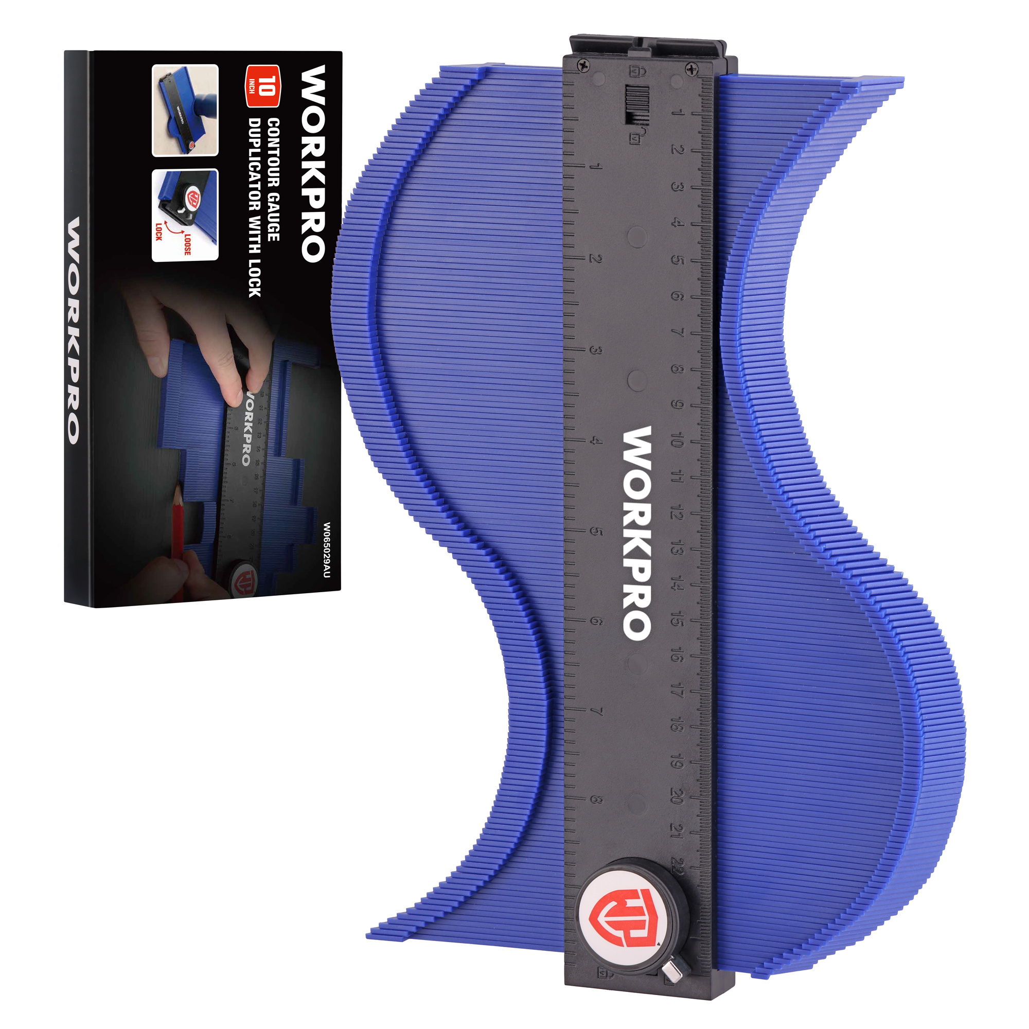 Workpro Contour Gauge With Lock 25 Cm, Duplication Gauge Contour Measuring Lock Duplikator, Precise Copying Of Irregular Shapes