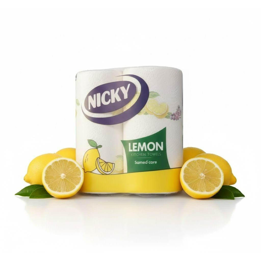 TEMU Nicky Lemon Scented Kitchen Towels –roll Pack, 2-ply Absorbent Paper Towels For Cleaning &
