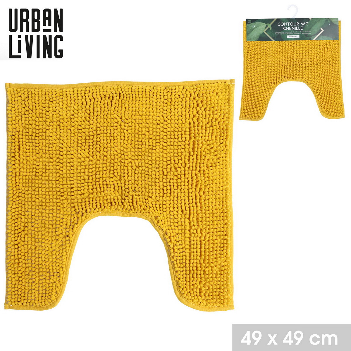 Urban Living Toilet Mat 49 X 49 Cm, Toilet Rug With Practical Cutout For Toilet Seat, Bathroom Toilet Mat With Cutout, Toilet Foot Mat, Bathroom Floor Mat