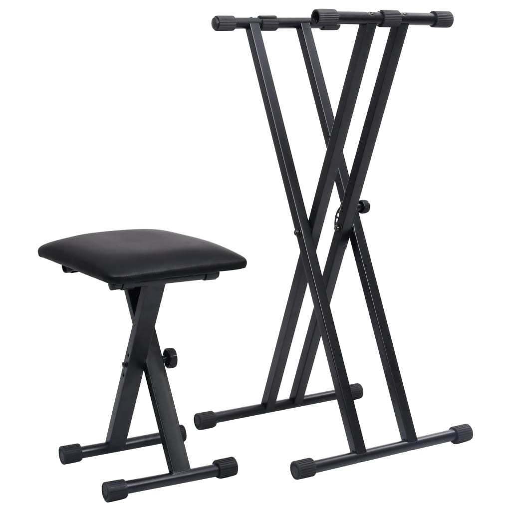 Vidaxl Keyboard Stand Stool Set Keyboard Bench Keyboard Stand E- Stand Keyboard Stand Stativ Black